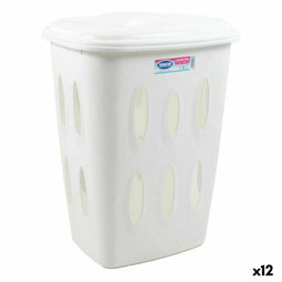 Wasmand Tontarelli Laundry Met deksel 45 L Wit 41 x 33,2 x 54,5 cm (12 Stuks)
