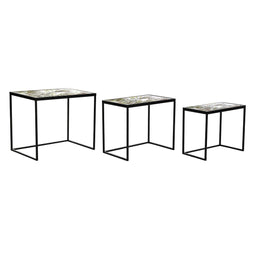 Set van 3 tafels DKD Home Decor Zwart Groen Gouden 60 x 40 x 50 cm