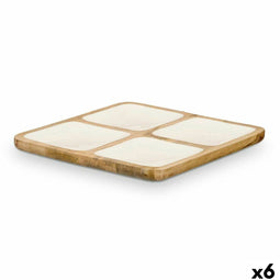 Dienblad met Vakjes GiftDecor MALI-991 W Wit 29,5 x 3 x 29,5 cm (6 Stuks)