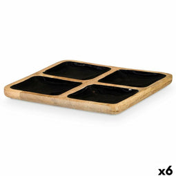 Dienblad met Vakjes GiftDecor MALI-991 B Zwart 31 x 3 x 31 cm (6 Stuks)