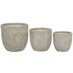 Plantenbakkenset Home ESPRIT Beige Glasvezel Magnesium 44,5 x 44,5 x 43 cm (3 Stuks)