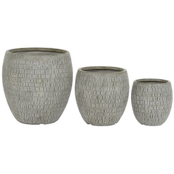 Plantenbakkenset Home ESPRIT Grijs Glasvezel Magnesium 55 x 55 x 55,5 cm (3 Stuks)