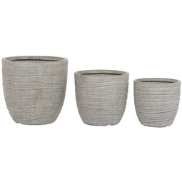 Plantenbakkenset Home ESPRIT Beige Glasvezel Magnesium 45 x 45 x 43 cm (3 Stuks)