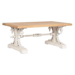 Hoofdtafel Home ESPRIT Wit Natuurlijk Sparrenhout Hout MDF 110 x 65 x 46 cm