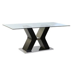 Eettafel DKD Home Decor Zwart Hout Gehard glas Hout MDF 180 x 90 x 76 cm