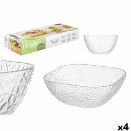 Skålset Vivalto TP70165BK/BH Transparant Glas 20 x 20 x 8 cm 10,3 x 10,3 x 5,5 cm (4 Stuks)