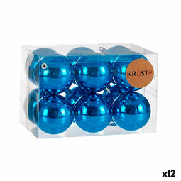 Set kerstballen Blauw Plastic Ø 7 cm (12 Stuks)