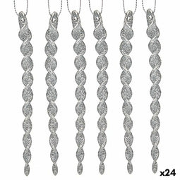 Kerstversiering Zilverkleurig Plastic Purpurine 13,5 x 1 x 5,5 cm (24 Stuks)