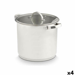 Kookpot met Glazen Deksel Kinvara 17396 Zilverkleurig 31 x 25 x 24 cm Inductie (4 Stuks)
