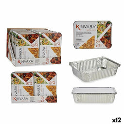 Dienbladenset Kinvara 16161 Zilverkleurig Aluminium 2 L 25,5 x 6,8 x 19 cm (12 Stuks)