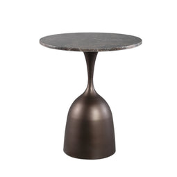 PTMD Kyarran Grey Marble Sidetable Round