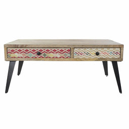Bijzettafel DKD Home Decor 110 x 70 x 46 cm Zwart Metaal Bruin Multicolour Mangohout