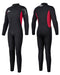 Heren wetsuit volledige lengte, 3 mm wetsuit heren met ritssluiting aan de voorkant, zwart neopreen duikpak met lange mouw voor duiken, surfen, snorkelen, kajakken - rood M