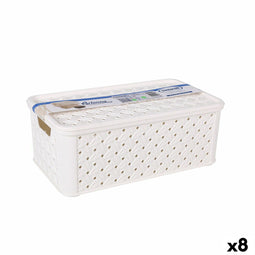 Opbergbak met Deksel Tontarelli Arianna Plastic Wit 4 L 29 x 16,6 x 11,2 cm (8 Stuks)