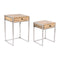 Set van 2 tafels Home ESPRIT Bruin Zilverkleurig Natuurlijk Staal Mangohout 45,5 x 41 x 66,5 cm