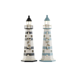 Verlichte decoratie Home ESPRIT Hout Zeeman Koplamp 14 x 14 x 40 cm (2 Stuks)