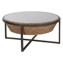 Hoofdtafel Home ESPRIT Kristal Sparrenhout 102 x 102 x 46 cm