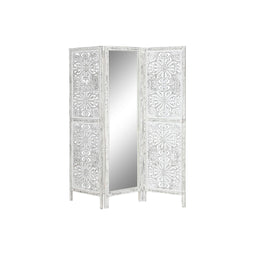 Kamerscherm Home ESPRIT Wit Mangohout Spiegel 152 x 2 x 182 cm