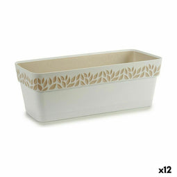 Zelfwaterende plantenpot Stefanplast Cloe Wit Plastic 49,5 x 17 x 19 cm (12 Stuks)