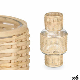 Kaarshouder GiftDecor SG-29653 Transparant Natuurlijk Glas Rotan 15,5 x 31 x 15,5 cm (6 Stuks)