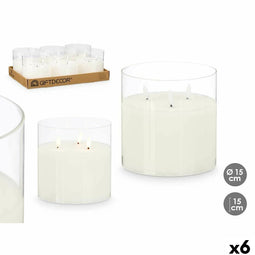 Kaars LED GiftDecor Z23688 Wit Transparant 15 x 15 x 15 cm (6 Stuks)