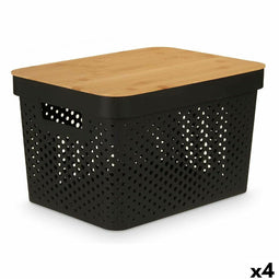Multi-functionele Kist Kinvara CH52970 (24) Bruin Zwart Bamboe Polypropyleen 35,7 x 22 x 26,2 cm...