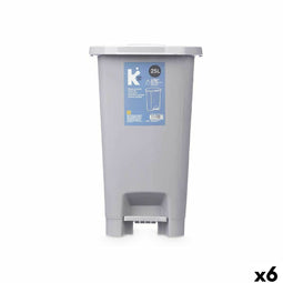 Pedaalemmer ABK-142 1 Grijs Plastic 25 L (6 Stuks)