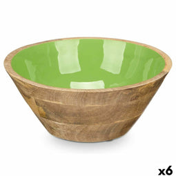 Kom GiftDecor MALI-701 G Groen Glazuur Mangohout 24,3 x 10,5 x 24,3 cm (6 Stuks)