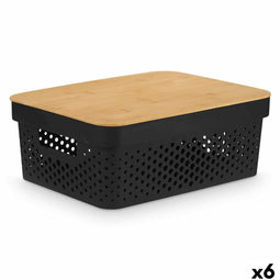 Multi-functionele Kist Kinvara CH52980 (26) Bruin Zwart Bamboe Polypropyleen 35,7 x 14 x 26,2 cm...