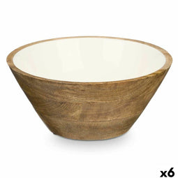 Kom GiftDecor MALI-701 W Wit Glazuur Mangohout 25 x 10,3 x 25 cm (6 Stuks)