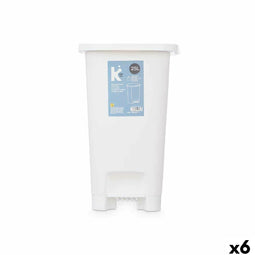 Pedaalemmer ABK-142 2 Wit Plastic 25 L (6 Stuks)