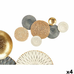 Wanddecoratie GiftDecor 23SMB1563 Blauw Wit Bruin Metaal 72,4 x 5,1 x 42,5 cm (4 Stuks)