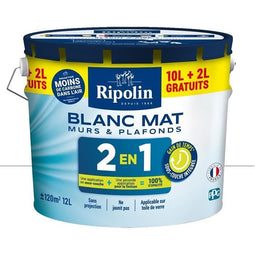 Ripolin Mat Wit 2 in 1 Wand- en Plafondverf 10L + 2L gratis