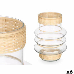 Kaarshouder GiftDecor SG-29857 Transparant Natuurlijk Glas Rotan 18 x 24 x 18 cm (6 Stuks)