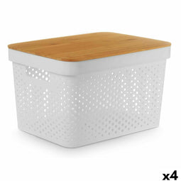 Multi-functionele Kist Kinvara CH52970 (25) Wit Bruin Bamboe Polypropyleen 35,7 x 22 x 26,2 cm (4...
