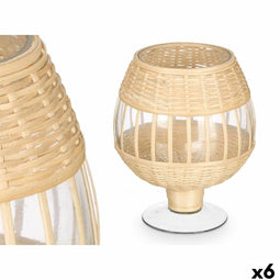 Kaarshouder GiftDecor SG-30540 Transparant Natuurlijk Glas Rotan 18 x 22 x 18 cm (6 Stuks)