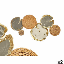 Wanddecoratie GiftDecor 23SMB1538 Wit Bruin Grijs Metaal 89,5 x 5,1 x 48,3 cm (2 Stuks)