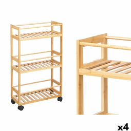 Planken Kipit WR5512 Natuurlijk Bamboe Polypropyleen 44,5 x 75 x 20 cm (4 Stuks)