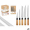 Messen Set Kinvara SJ6533B Bruin Metaal Bamboe (12 Stuks)