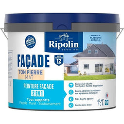 Klassieke 2 in 1 gevelverf - RIPOLIN - 474647 - Steentint - Mat - 10 L