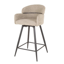 AnLi Style Barstoel draaibaar- Boucle zandkleur ronde rug