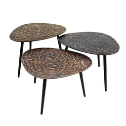 AnLi Style Salontafel set/3 driehoekig patina metal