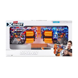 Pack Blasters - ZURU - XSHOT Skins Dread 2PK - Dubbel roterende loopblasters met 48 darts en 27 m...