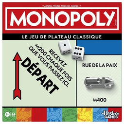 Klassiek Monopoly, bordspel, met opbergdoos en grote pionnen, 2 tot 6 spelers, FR-versie, vanaf 8...