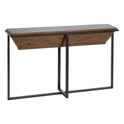 Console Zwart Natuurlijk Ijzer Gehard glas Sparrenhout 134 x 32 x 83 cm