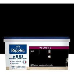 RIPOLIN Fluweelkleurige verf voor muren, radiatorhoutwerk - Zwart