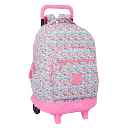 Schoolrugzak met Wielen Moos Flores Multicolour 33 x 45 x 22 cm