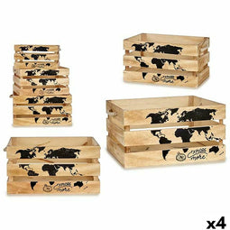 Set decoratieve dozen GiftDecor YY182102C8 Zwart Natuurlijk Hout 35 x 25 x 18 cm 30 x 20 x 16 cm...