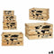 Set decoratieve dozen GiftDecor YY182102C8 Zwart Natuurlijk Hout 35 x 25 x 18 cm 30 x 20 x 16 cm...