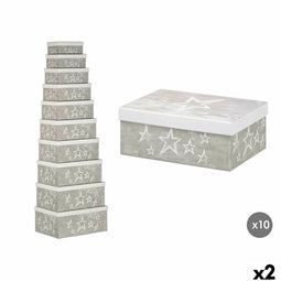 Decoratieve Doos Pincello 63 Wit Grijs Karton (2 Stuks)